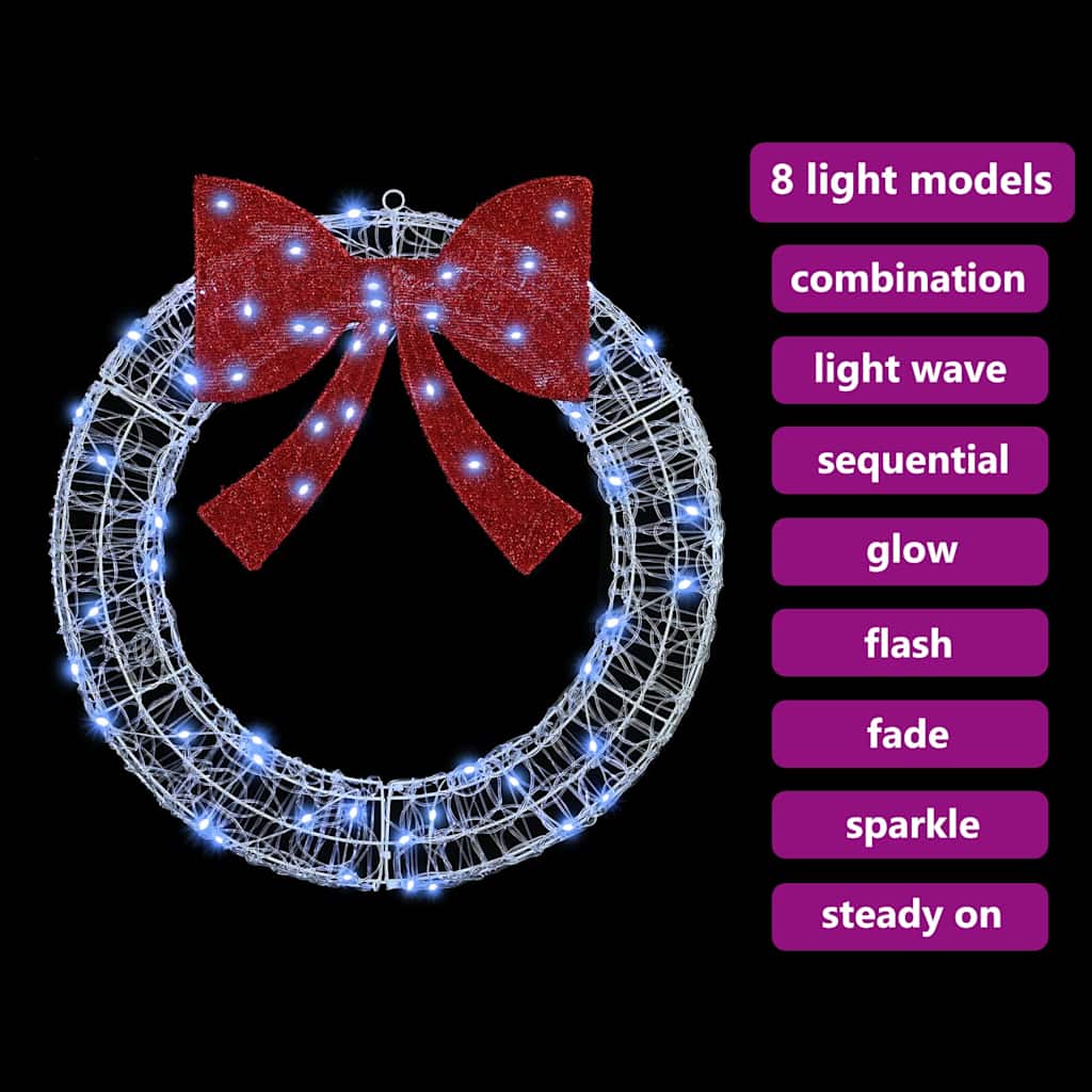 Kranz mit 60 LEDs Kaltweiß 76 x 8,5 x 76 cm Acryl