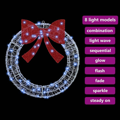 Kranz mit 60 LEDs Kaltweiß 76 x 8,5 x 76 cm Acryl