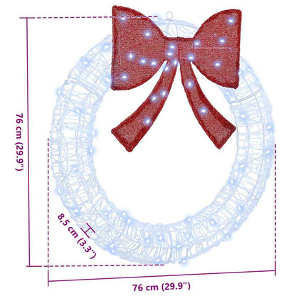 Kranz mit 60 LEDs Kaltweiß 76 x 8,5 x 76 cm Acryl