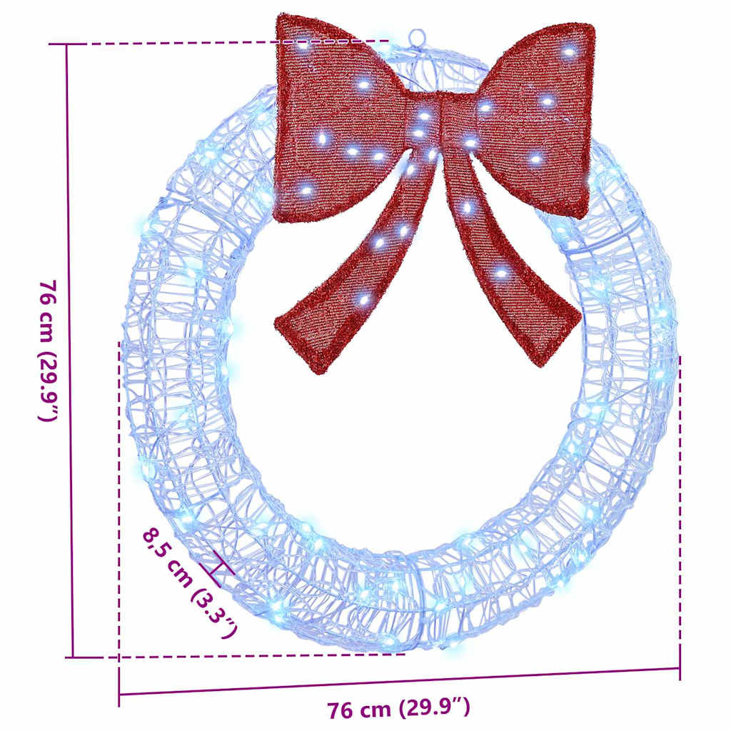 Kranz mit 60 LEDs Blau 76 x 8,5 x 76 cm Acryl