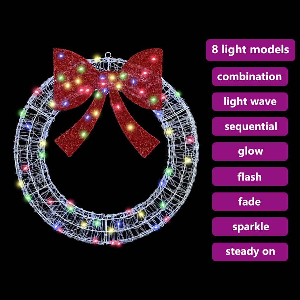 Kranz mit 60 LEDs Mehrfarbig 76 x 8,5 x 76 cm Acryl