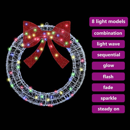 Kranz mit 60 LEDs Mehrfarbig 76 x 8,5 x 76 cm Acryl