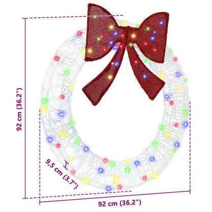 Kranz mit 80 LEDs Mehrfarbig 92 x 9.5 x 92 cm Acryl