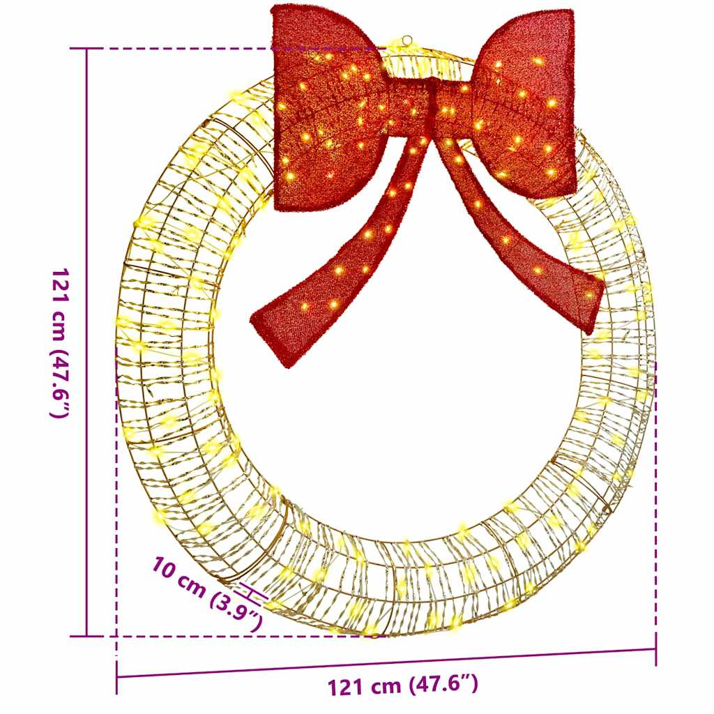 Corona con 150 LED bianco caldo, 120 cm, PET