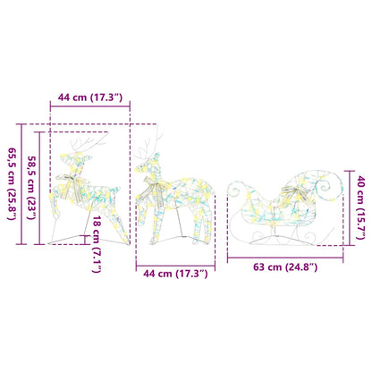 LED Rentiere mit 60 LEDs 3 pcs Warmes Weiß PET