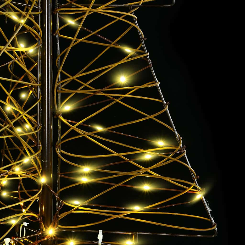 Albero di Natale con 160 LED bianco caldo, 150 cm, rattan