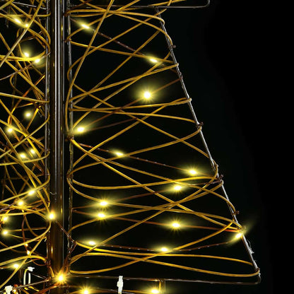 Albero di Natale con 160 LED bianco caldo, 150 cm, rattan