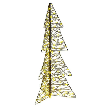 Albero di Natale con 160 LED bianco caldo, 150 cm, rattan