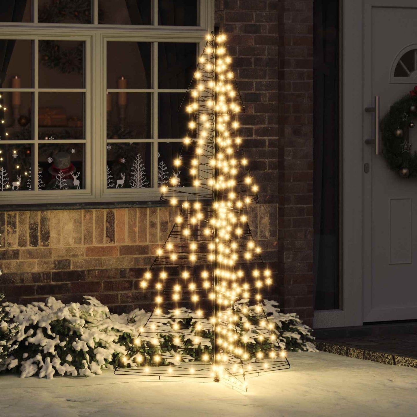 Albero di Natale con 240 LED bianco caldo, 180 cm, rattan