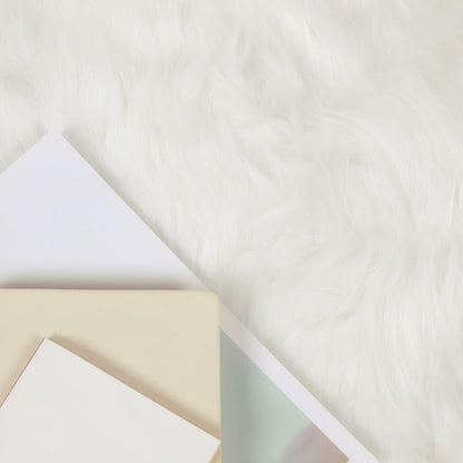 Kunstschaffell Teppich Tafalla Weiß 120 x 120 cm Polyester