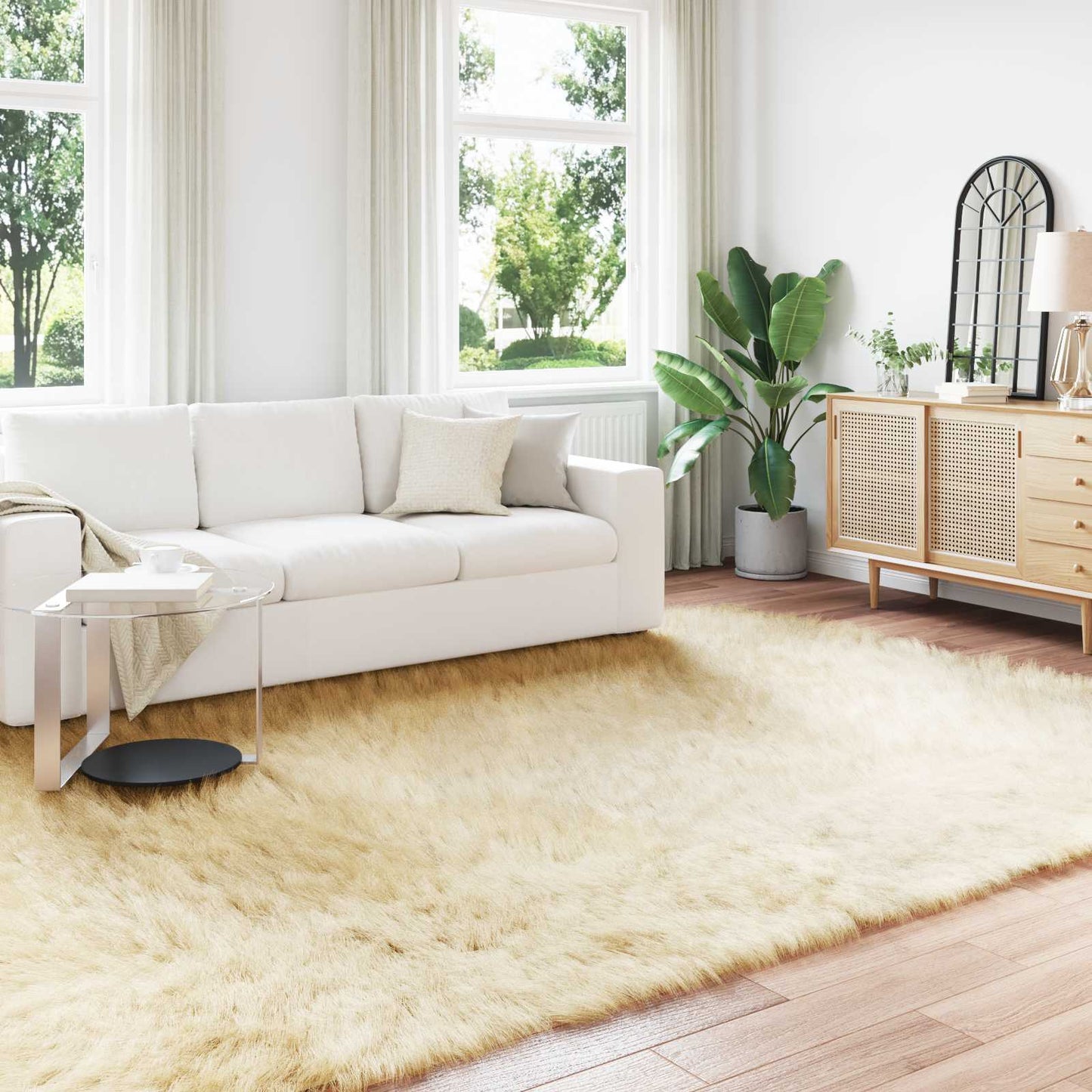 Kunstschaffell Teppich Tafalla Creme 200 x 280 cm Polyester