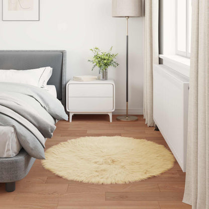 Kunstschaffell Teppich Tafalla Creme Ø 100 cm Polyester