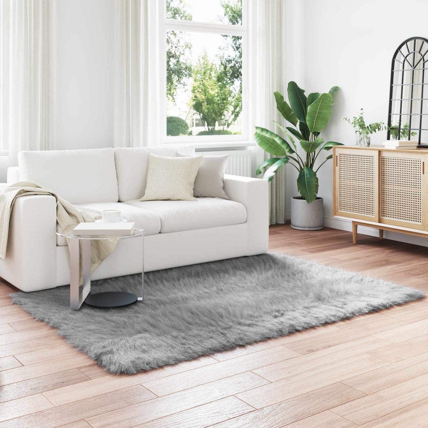 Kunstschaffell Teppich Tafalla Grau 120 x 170 cm Polyester