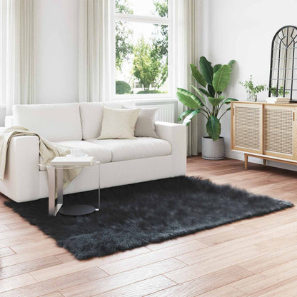 Kunstschaffell Teppich Tafalla Schwarz 140 x 200 cm Polyester