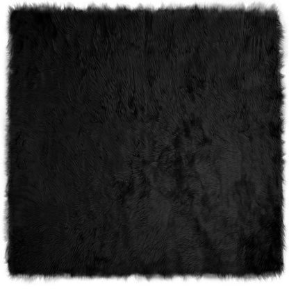 Kunstschaffell Teppich Tafalla Schwarz 200 x 200 cm Polyester