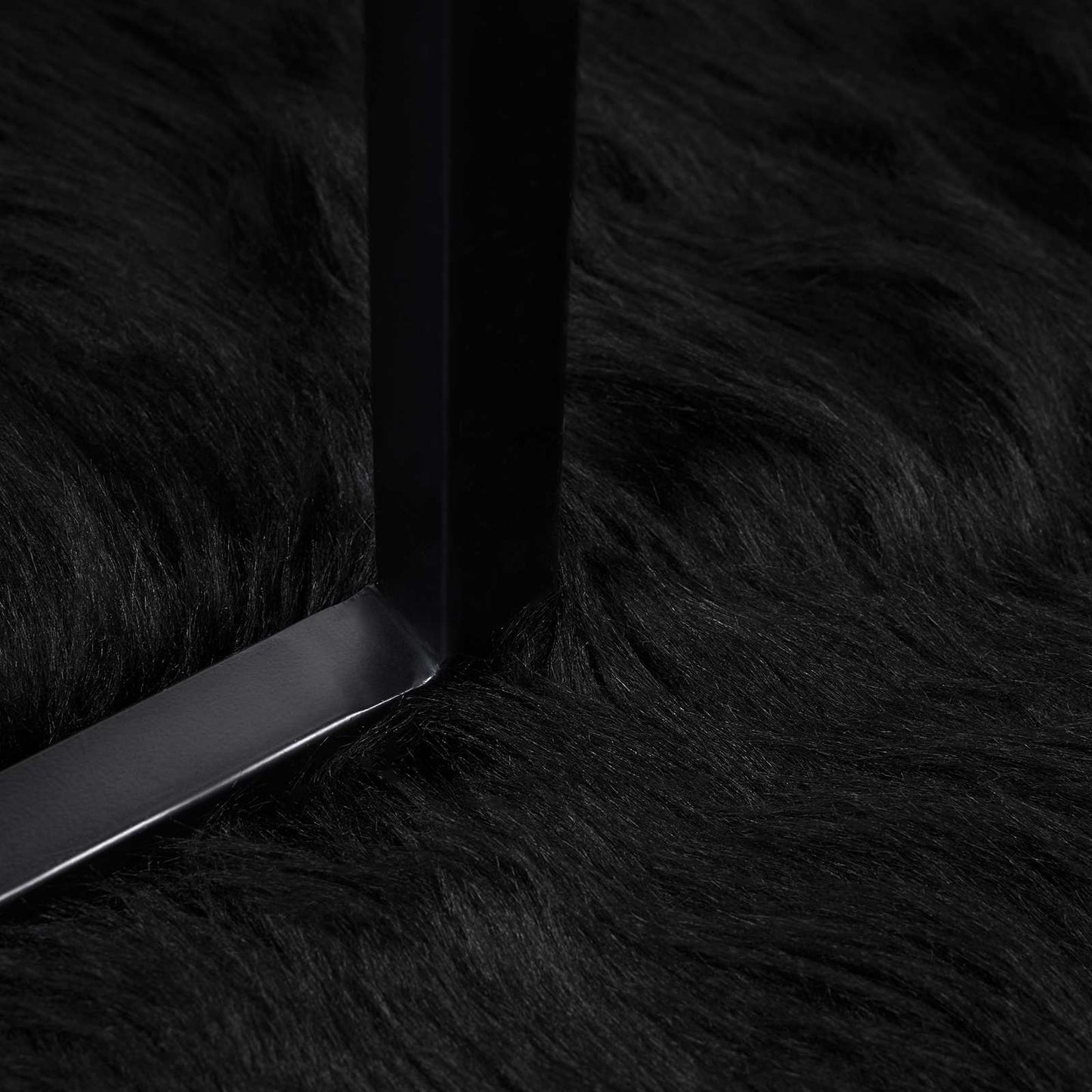 Kunstschaffell Teppich Tafalla Schwarz Ø 160 cm Polyester