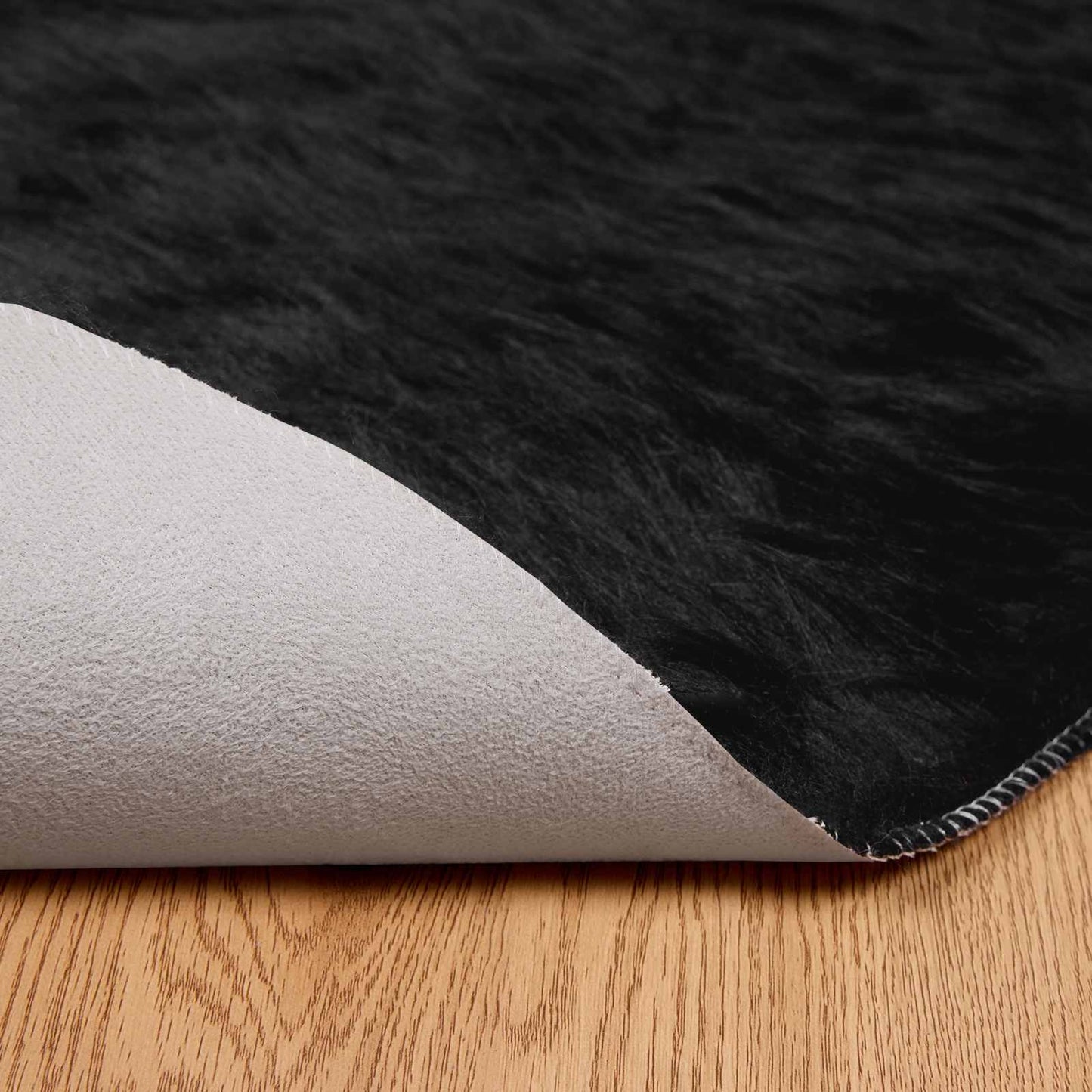 Kunstschaffell Teppich Tafalla Schwarz Ø 200 cm Polyester