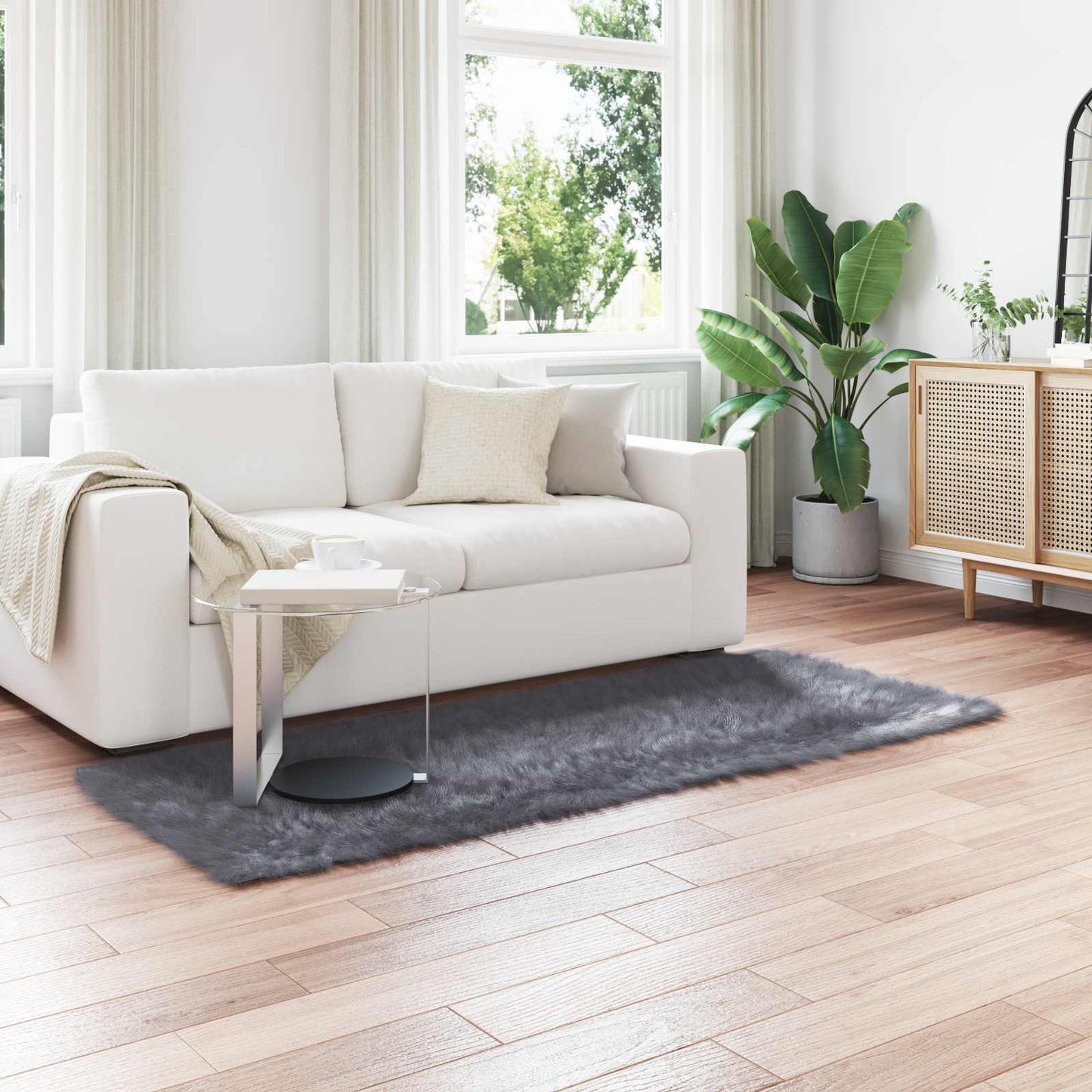 Kunstschaffell Teppich Tafalla Anthrazit 100 x 200 cm Polyester