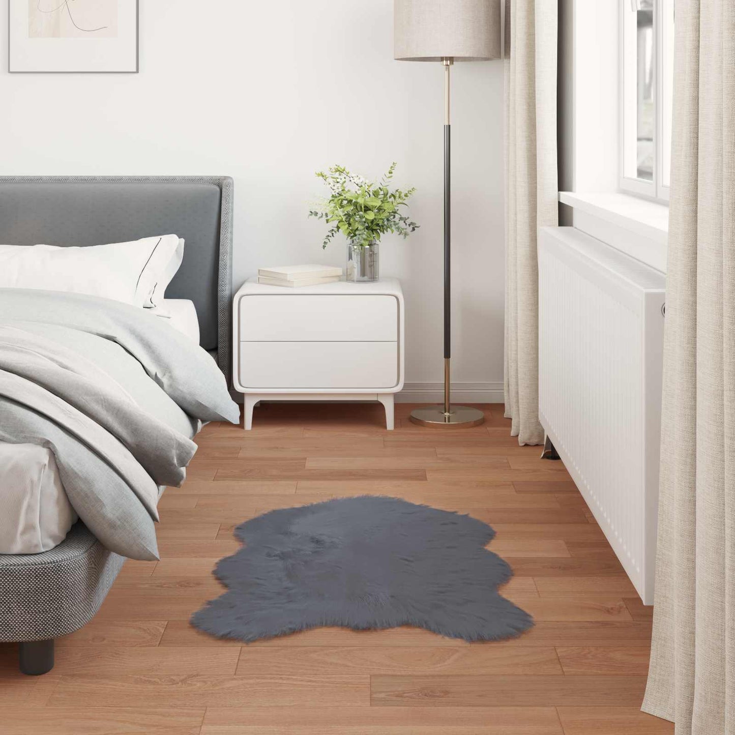 Kunstschaffell Teppich Tafalla Anthrazit 80 x 120 cm Polyester