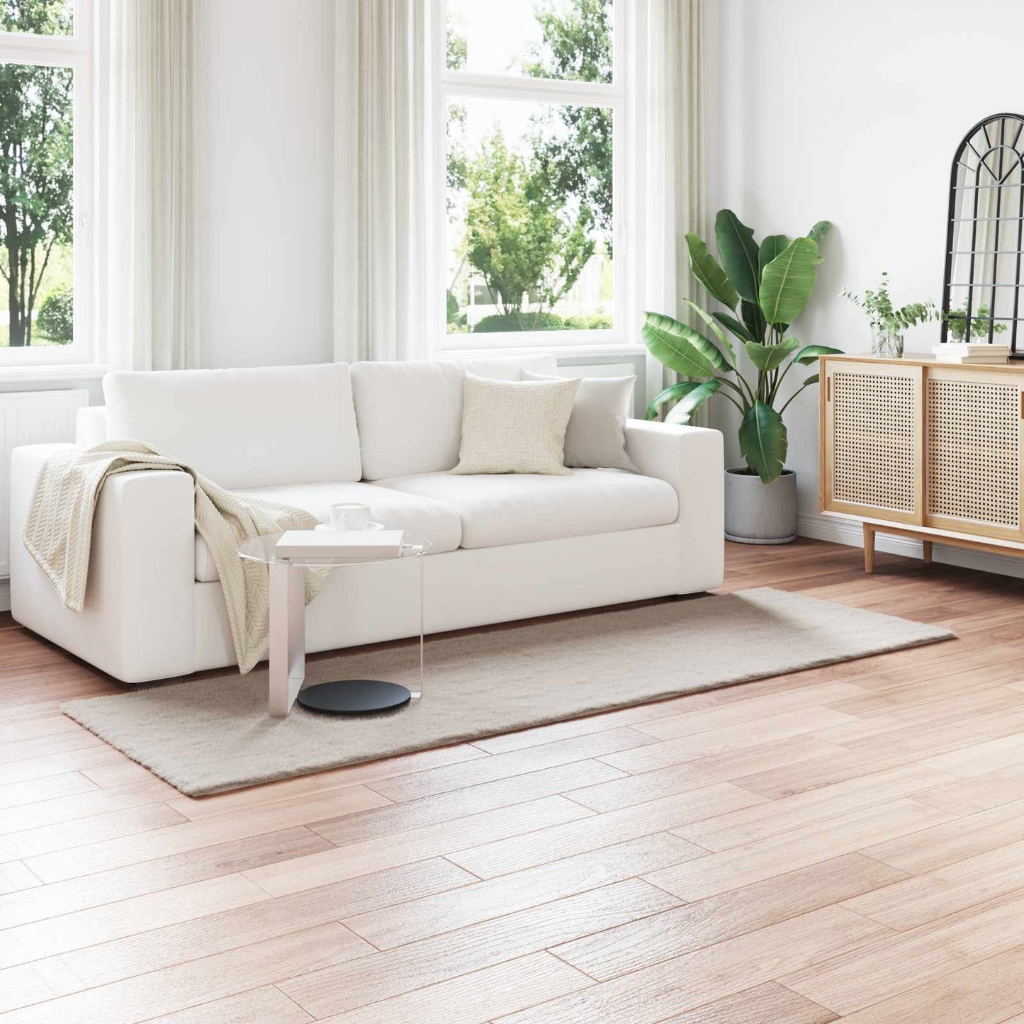 Kunstfell Hasen Teppich Olite Beige 80 x 250 cm Polyester