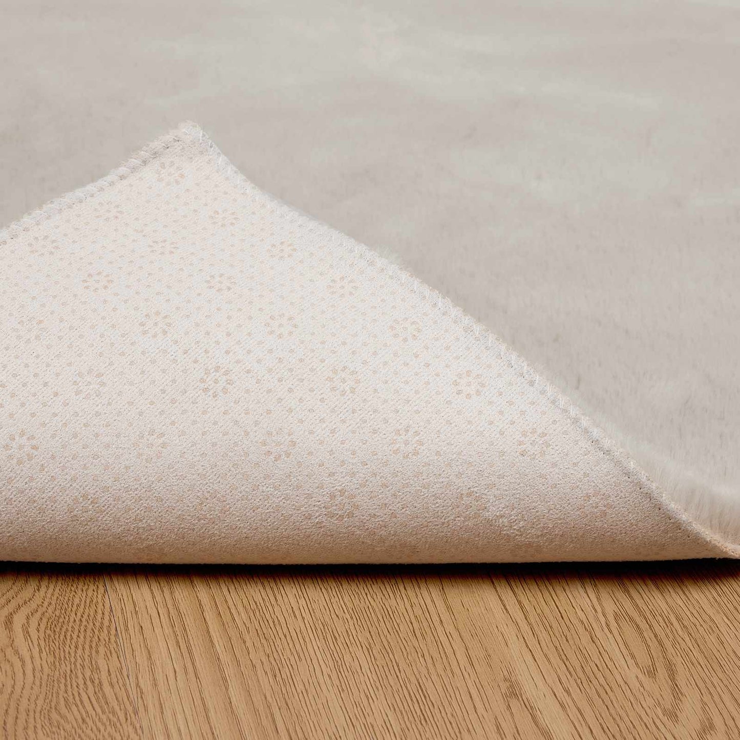 Kunstfell Hasen Teppich Olite Beige 160 x 160 cm Polyester