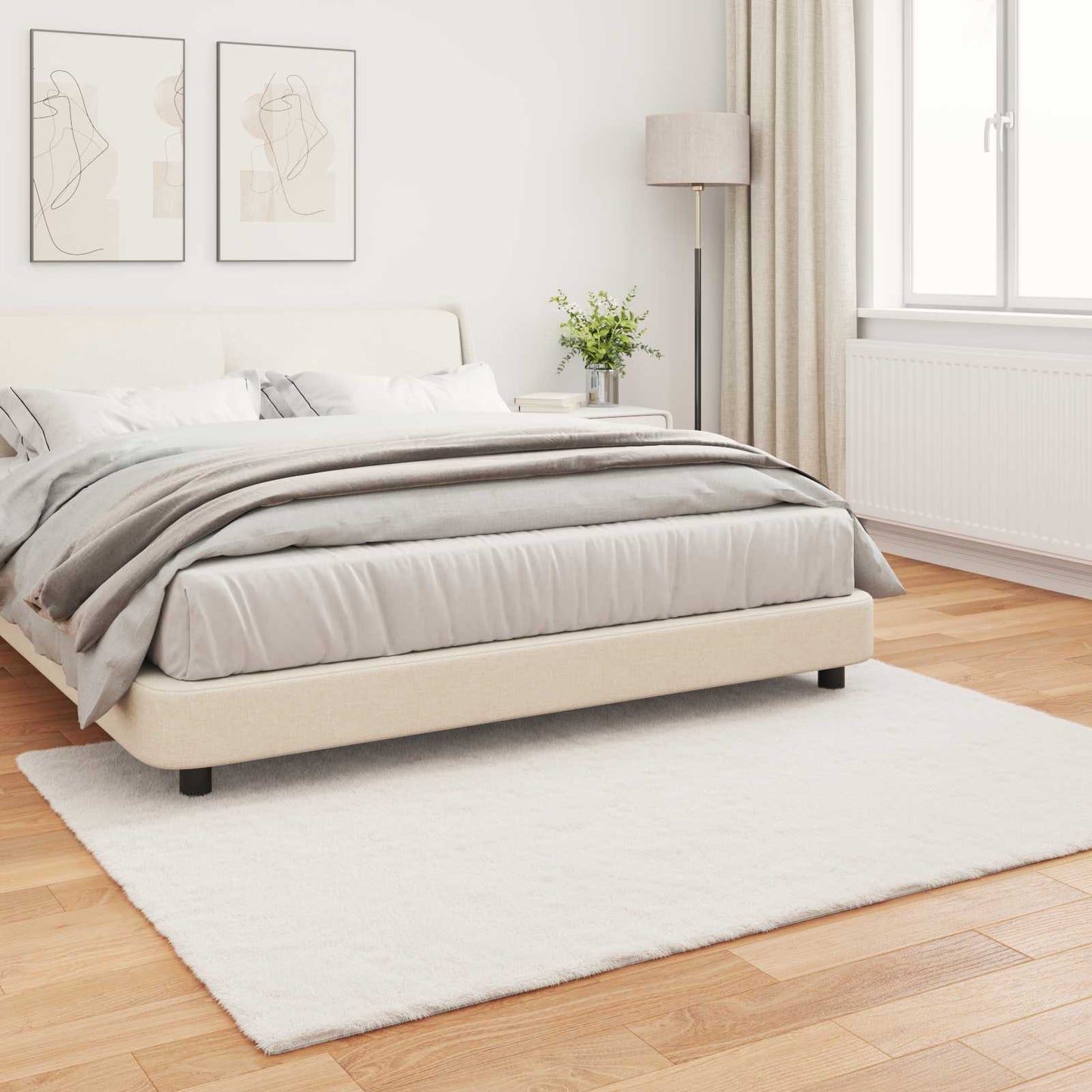 Kunstfell Hasen Teppich Olite Creme 160 x 230 cm Polyester