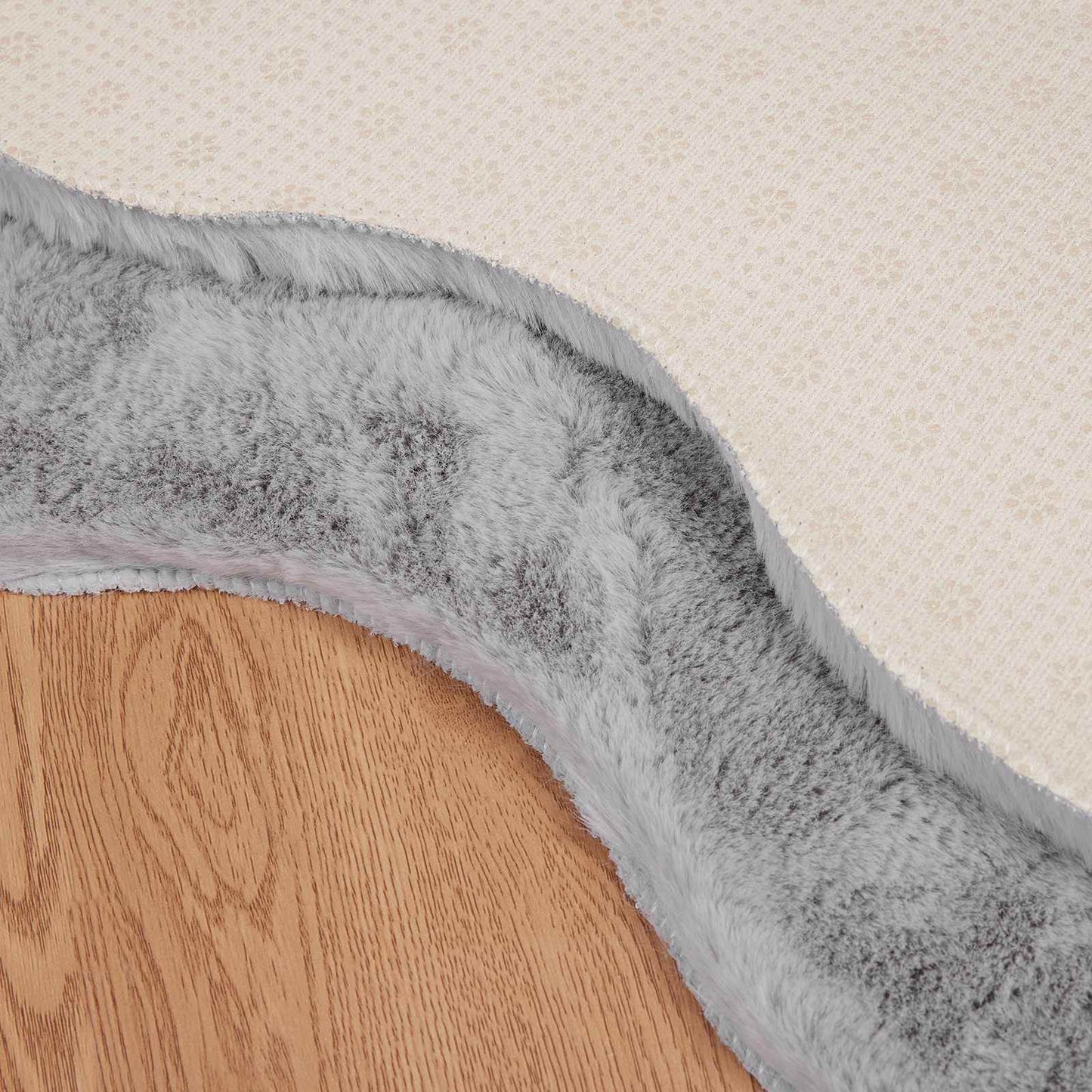 Kunstfell Hasen Teppich Olite Grau 60 x 90 cm Polyester