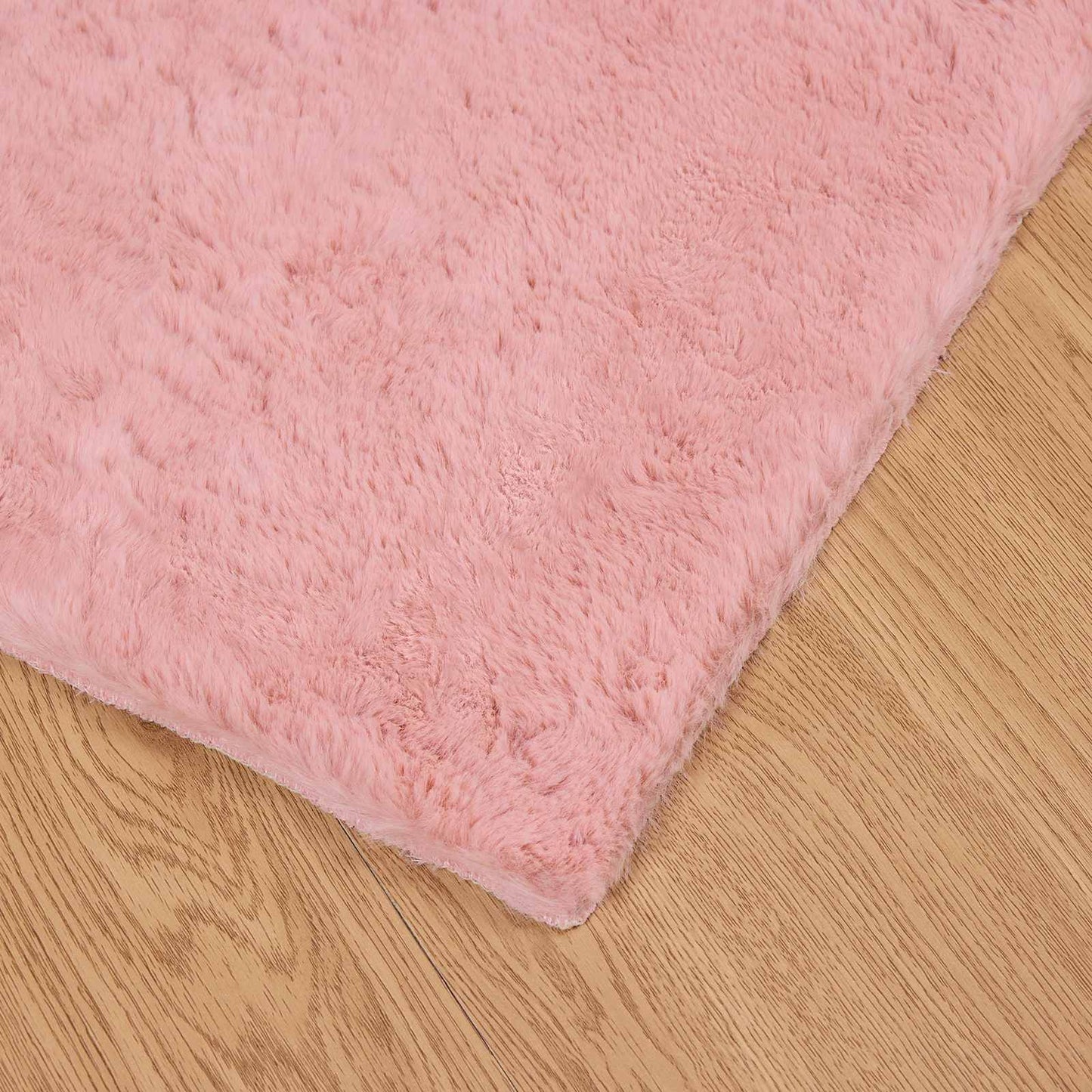 Kunstfell Hasen Teppich Olite Rosa 200 x 200 cm Polyester