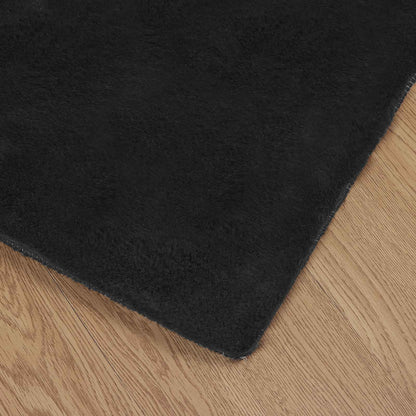Kunstfell Hasen Teppich Olite Schwarz 80 x 150 cm Polyester