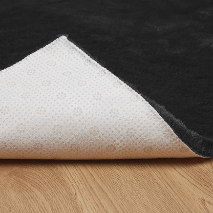 Kunstfell Hasen Teppich Olite Schwarz 160 x 160 cm Polyester