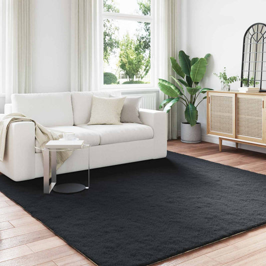 Kunstfell Hasen Teppich Olite Schwarz 240 x 240 cm Polyester