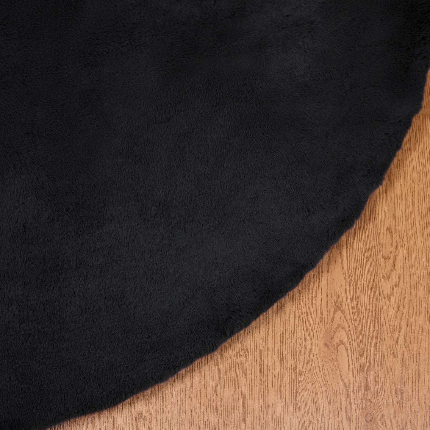 Kunstfell Hasen Teppich Olite Schwarz Ø 120 cm Polyester
