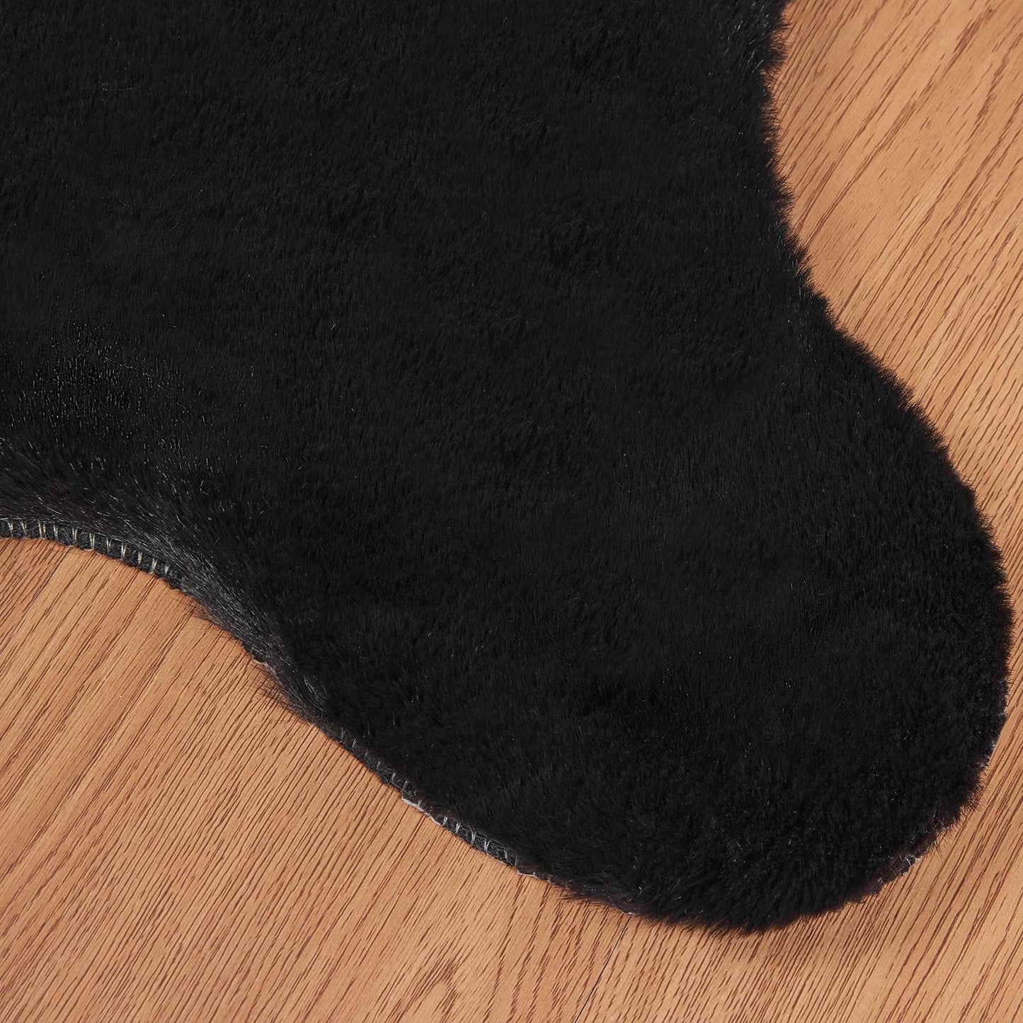 Kunstfell Hasen Teppich Olite Schwarz 50 x 80 cm Polyester