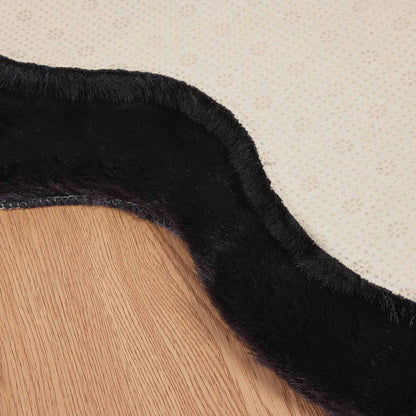 Kunstfell Hasen Teppich Olite Schwarz 50 x 80 cm Polyester