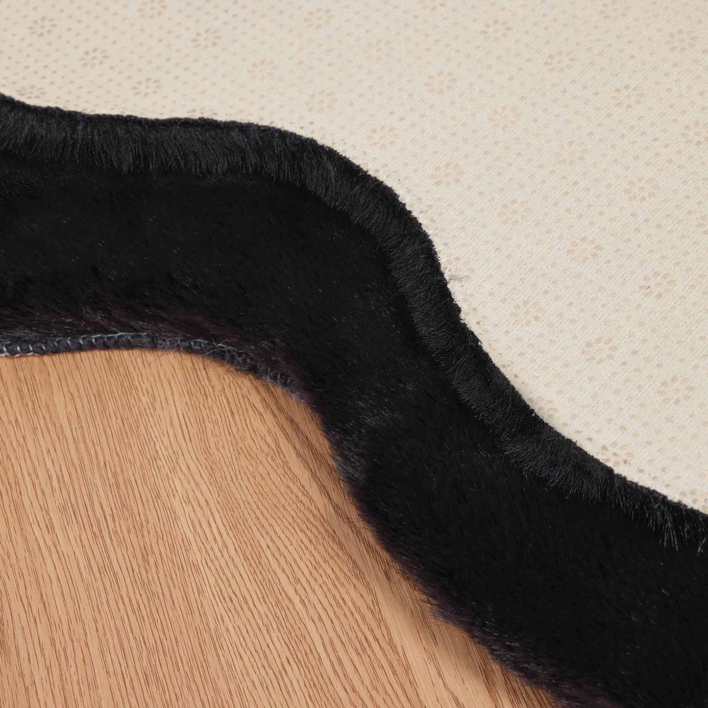 Kunstfell Hasen Teppich Olite Schwarz 60 x 90 cm Polyester