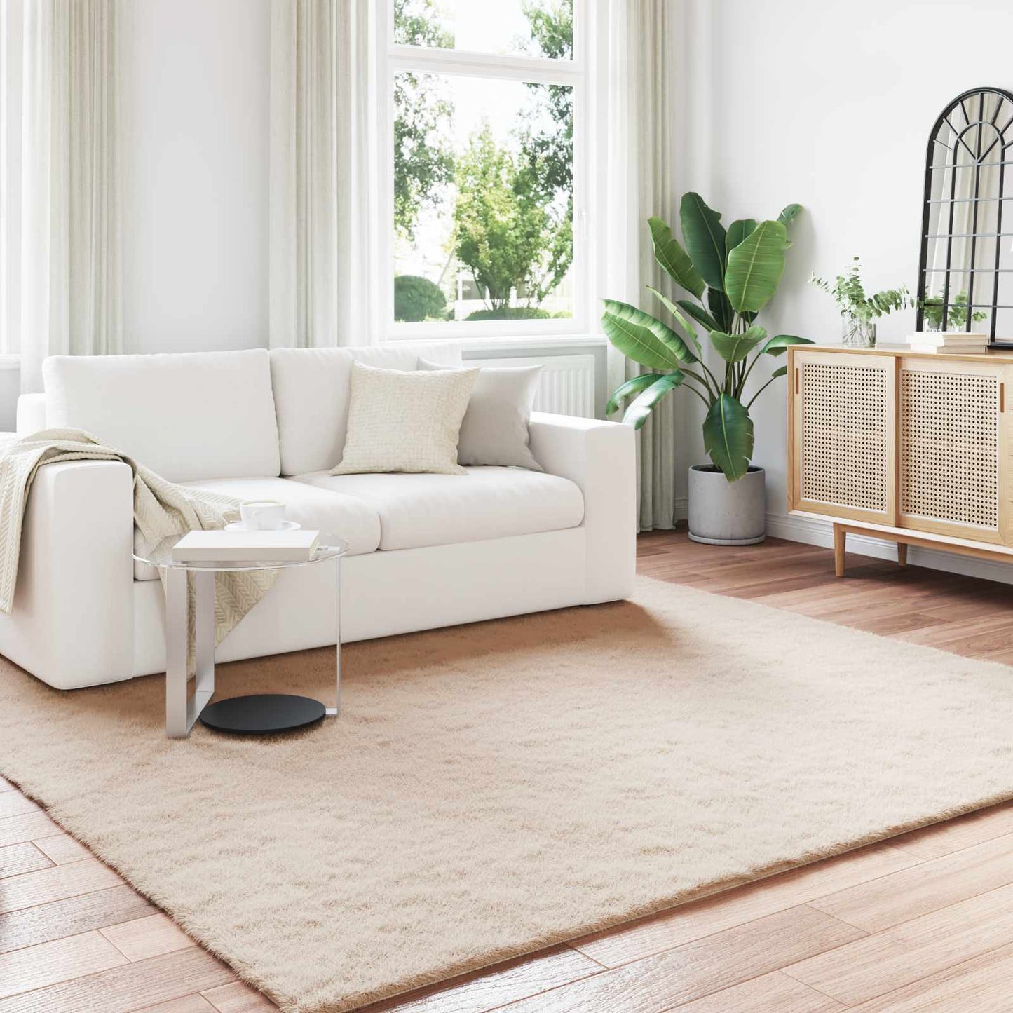 Kunstfell Hasen Teppich Olite Taupe 240 x 240 cm Polyester