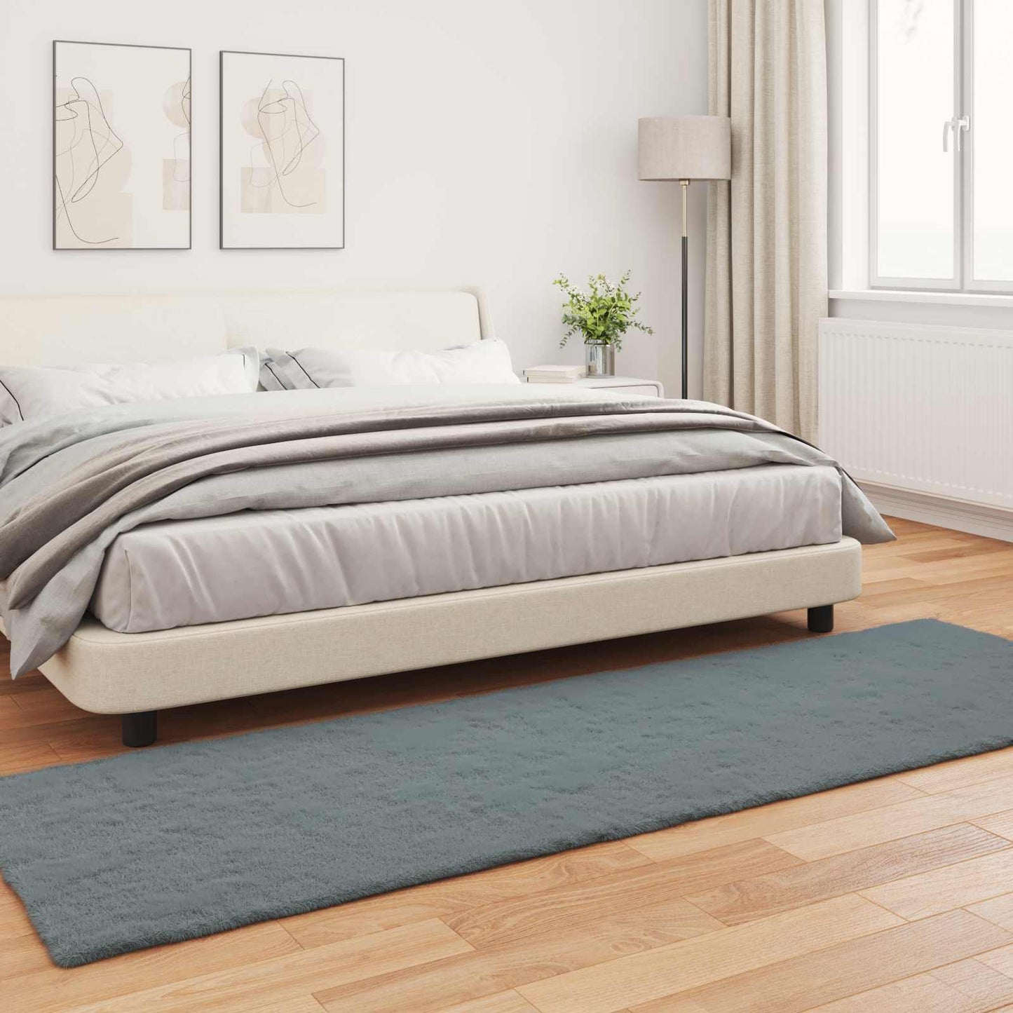 Kunstfell Hasen Teppich Olite Anthrazit 80 x 250 cm Polyester