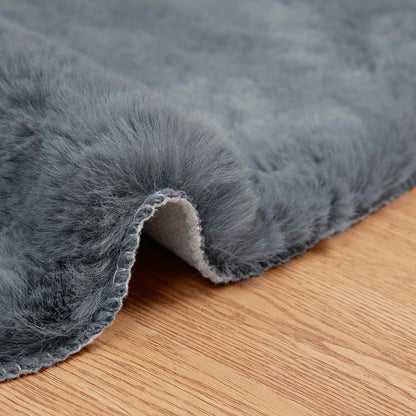 Kunstfell Hasen Teppich Olite Anthrazit 60 x 90 cm Polyester