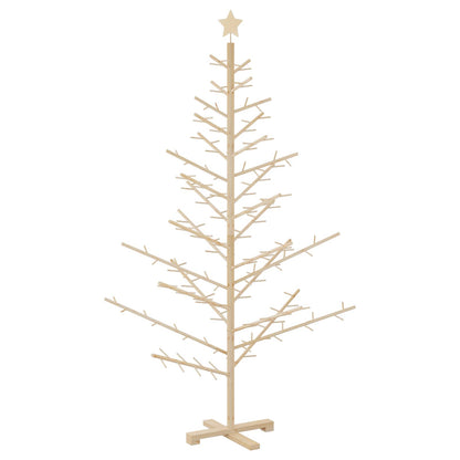 Albero di Natale in legno con supporto, finitura naturale, 180 cm, legno di pino massiccio