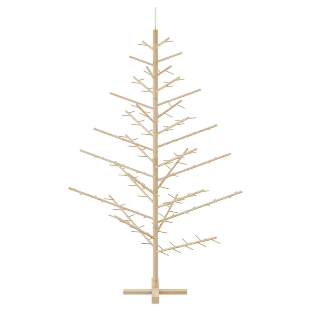 Albero di Natale in legno con supporto, finitura naturale, 180 cm, legno di pino massiccio
