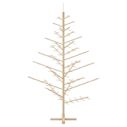 Albero di Natale in legno con supporto, finitura naturale, 180 cm, legno di pino massiccio