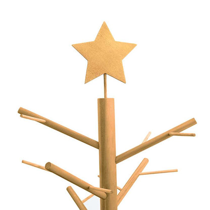 Albero di Natale in legno con supporto, marrone, 180 cm, legno di pino massiccio