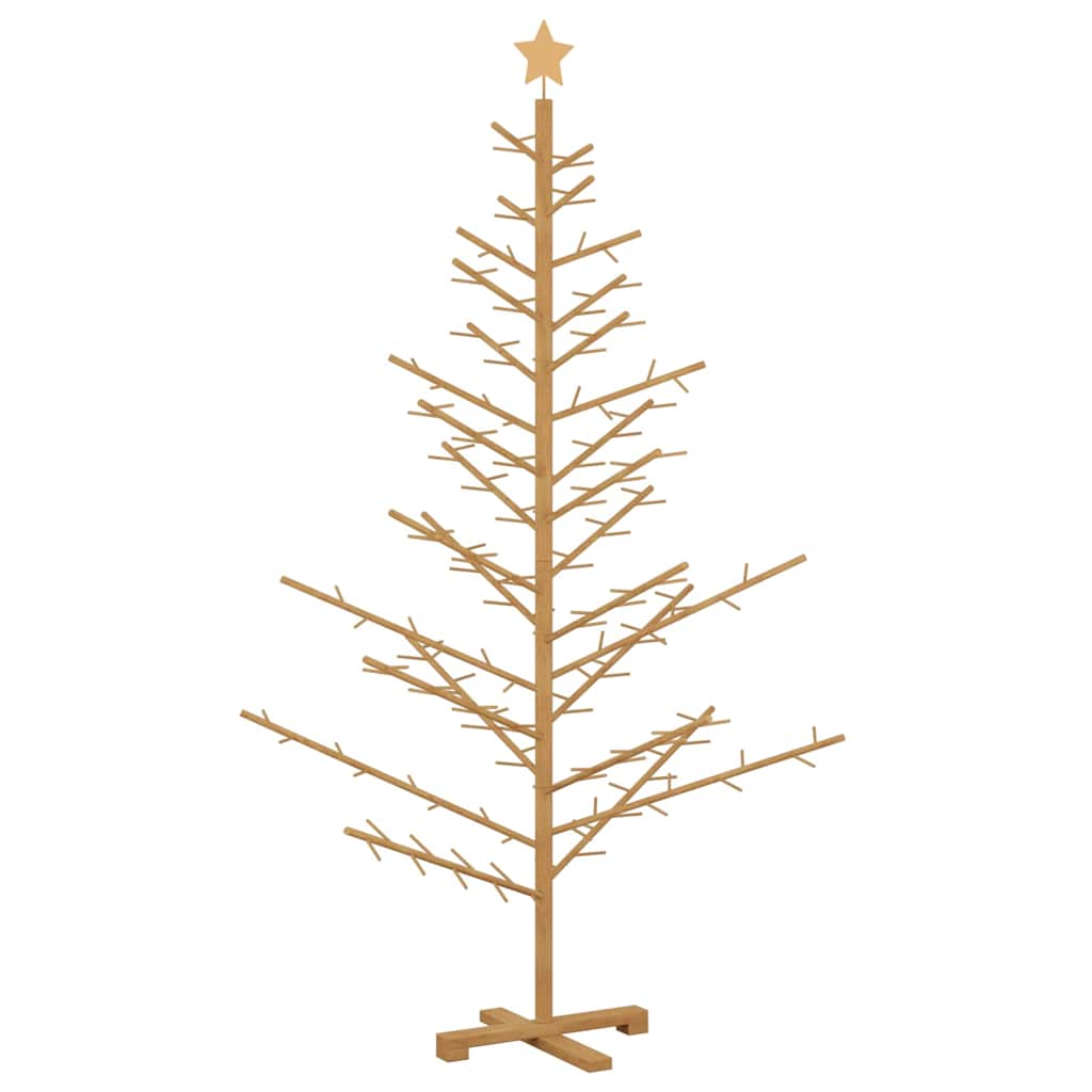 Albero di Natale in legno con supporto, marrone, 180 cm, legno di pino massiccio