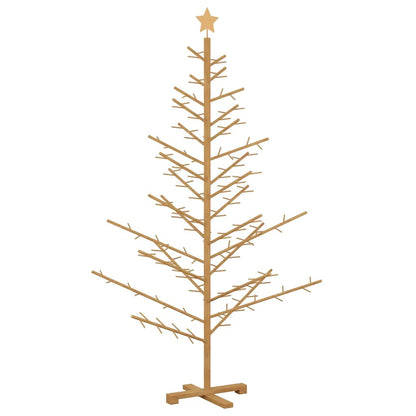 Albero di Natale in legno con supporto, marrone, 180 cm, legno di pino massiccio