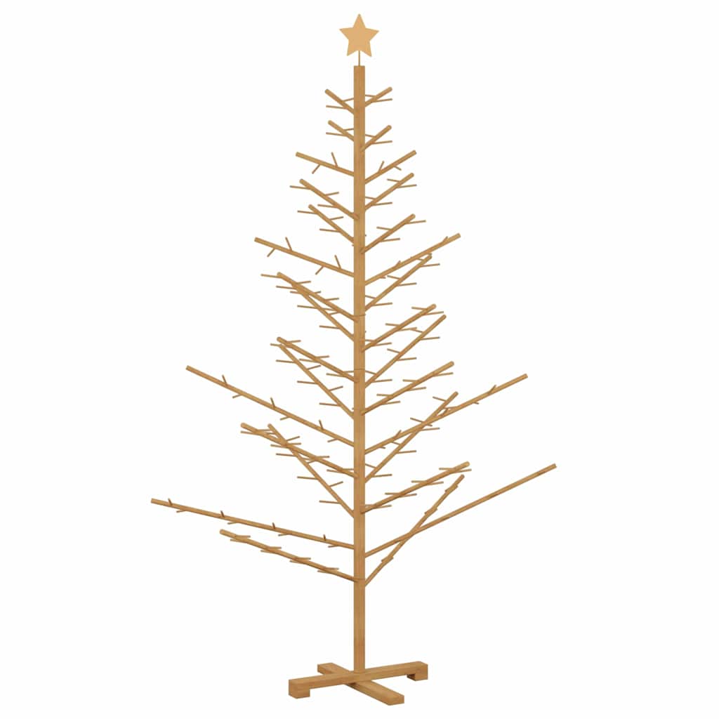 Albero di Natale in legno con supporto, marrone, 180 cm, legno di pino massiccio