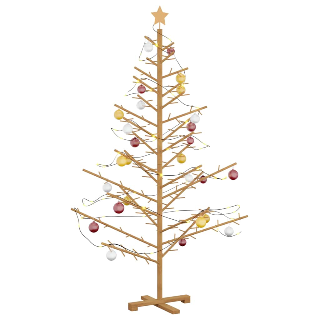 Albero di Natale in legno con supporto, marrone, 180 cm, legno di pino massiccio