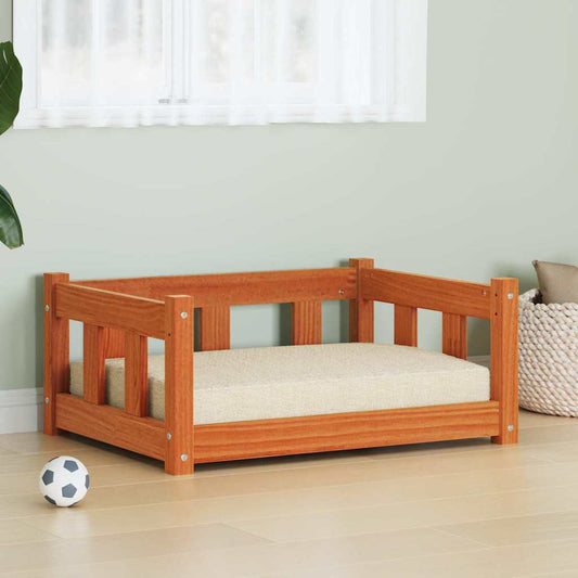 Hundebett Wachsbraun 65,5 x 50,5 x 28 cm Massives Kiefernholz