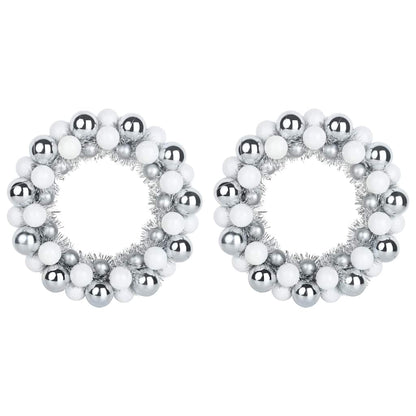 Weihnachtsballkränze 2 pcs Weiß und Silber 33 x 33 x 7 cm