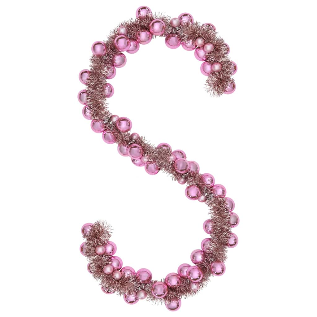 Ghirlanda di palline di Natale, rosa, 186 cm, polistirolo
