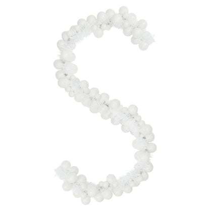 Ghirlanda di palline di Natale, bianca, 186 cm, polistirolo